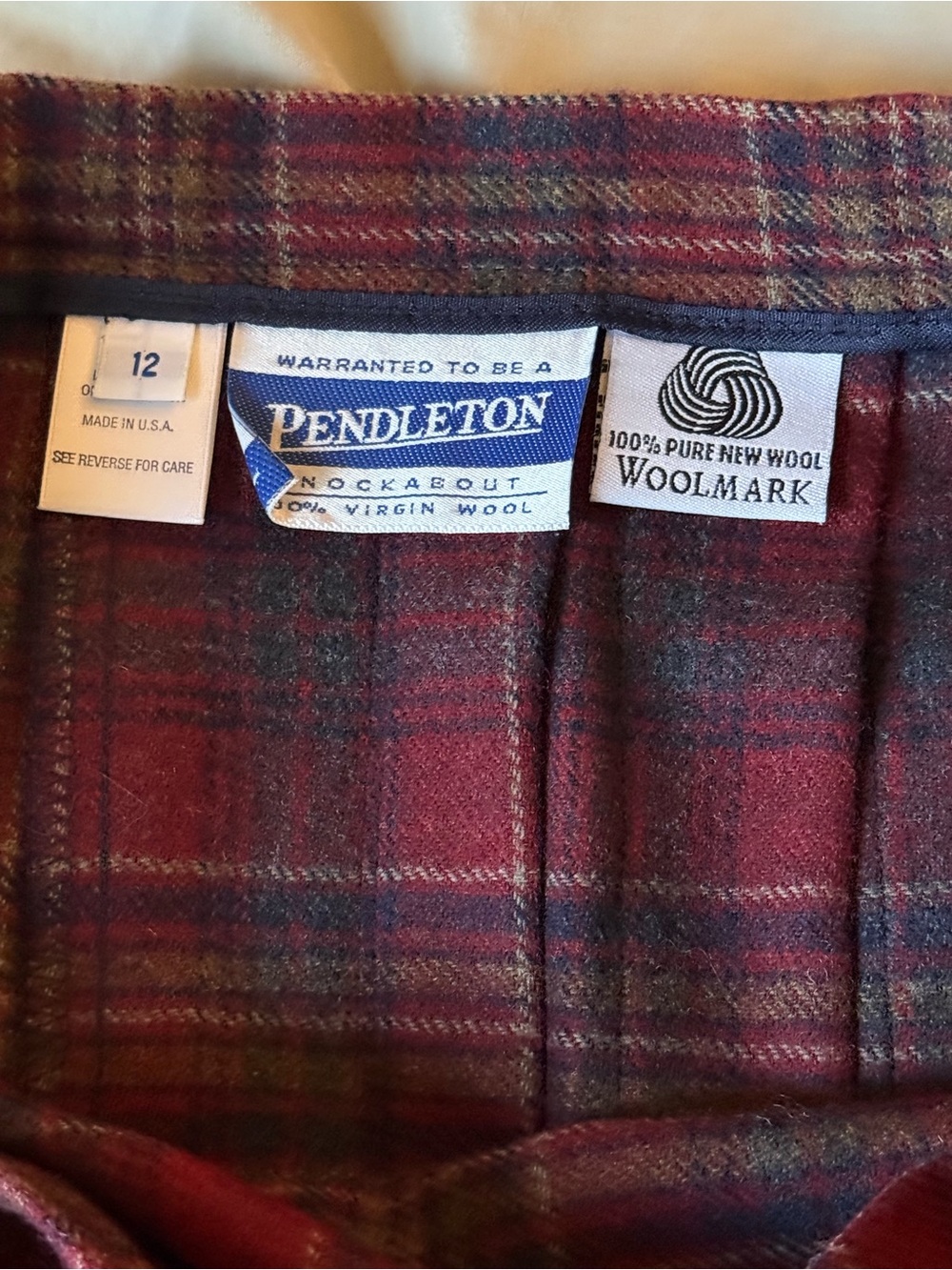 Vintage Pendleton Wool Womens Red Plaid Skirt Kilt  Buckle Size 12 - Picture 14 of 16
